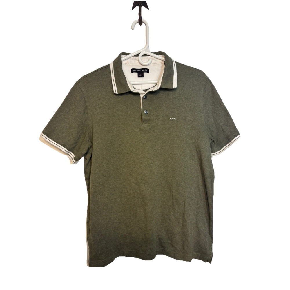Michael Kors Men's Polo Short Sleeve Olive Green Size Large 100% Cotton